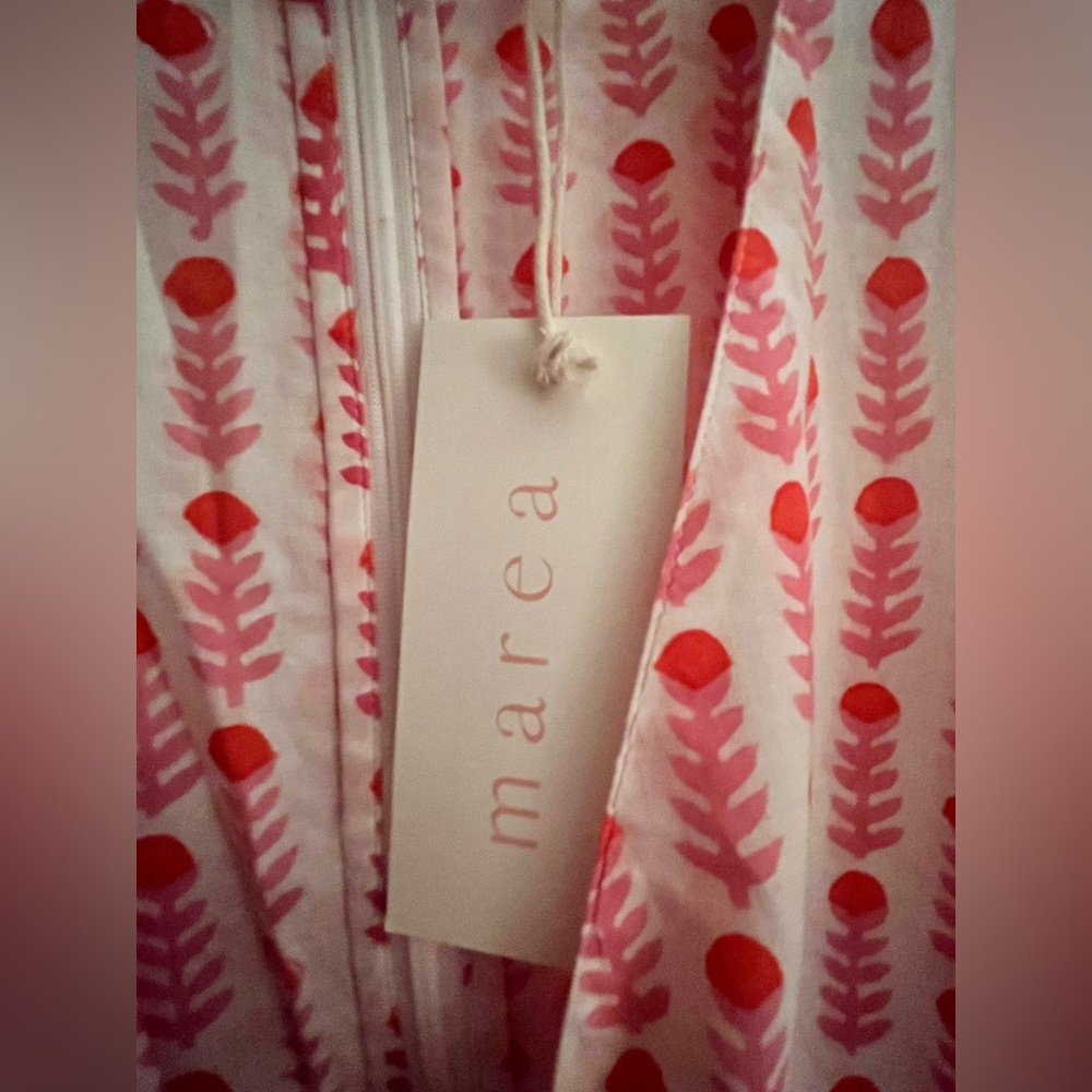 MAREA Pink Mini Dress with puff sleeve  100% cotton - size L